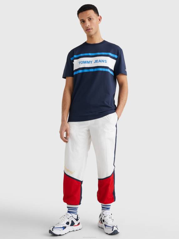 חולצת טי מכותנה אורגנית עם פס לוגו NX20877 צי הדמדומים Tommy Hilfiger