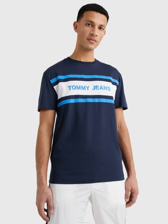 חולצת טי מכותנה אורגנית עם פס לוגו NX20877 צי הדמדומים Tommy Hilfiger