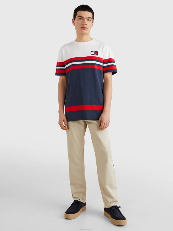 חולצת טריקו מכותנה אורגנית בפס תג NX20880 צי דמדומים/עמוק Tommy Hilfiger