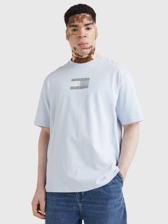 חולצת טריקו אחורית לוגו גווני NX20886 כחול שקוף Tommy Hilfiger