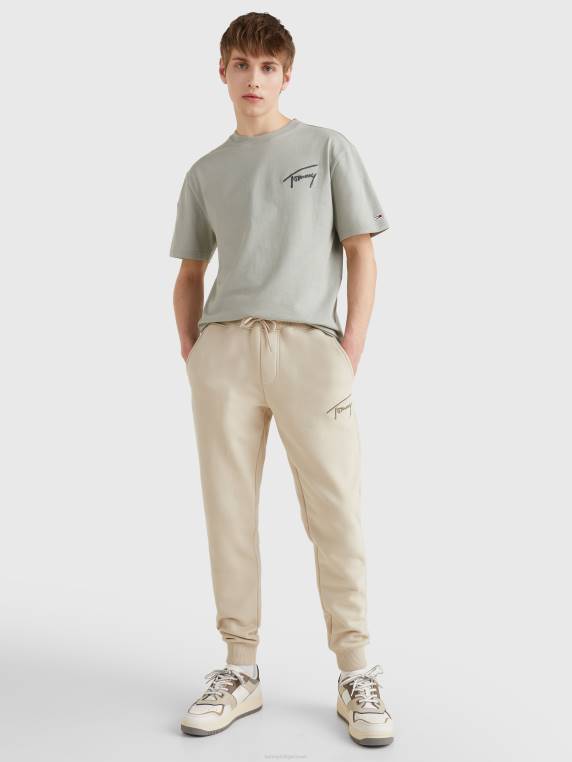 חולצת טריקו מכותנה ממוחזרת לוגו חתימה NX20889 ערבה דהויה Tommy Hilfiger