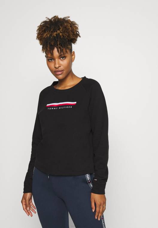 חולצת פיג'מה עם מסלול סיסל NX208902 שָׁחוֹר Tommy Hilfiger