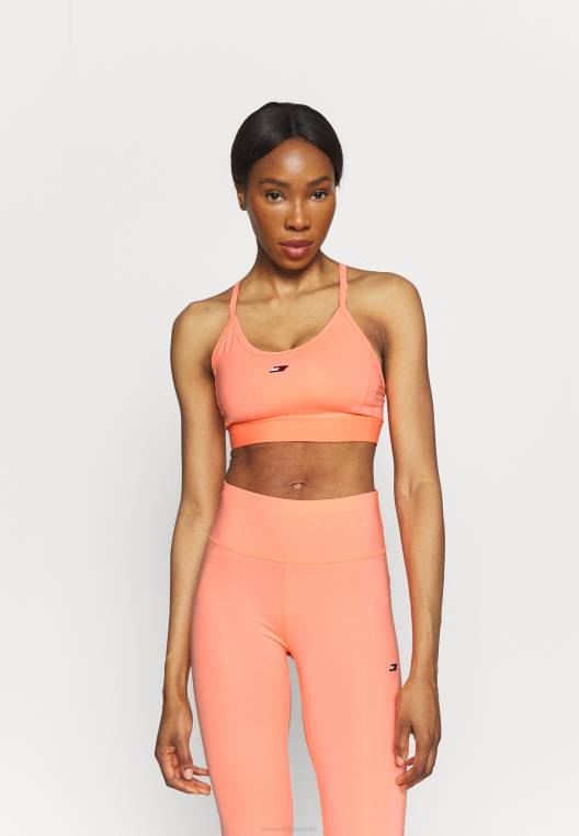 חזיית רייסר בעוצמה קלה חזיית ספורט תומכת קלה NX208944 אלמוג ניאון Tommy Hilfiger