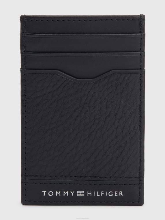 מחזיק לכרטיסי עור במרקם מעורב NX20908 שָׁחוֹר Tommy Hilfiger