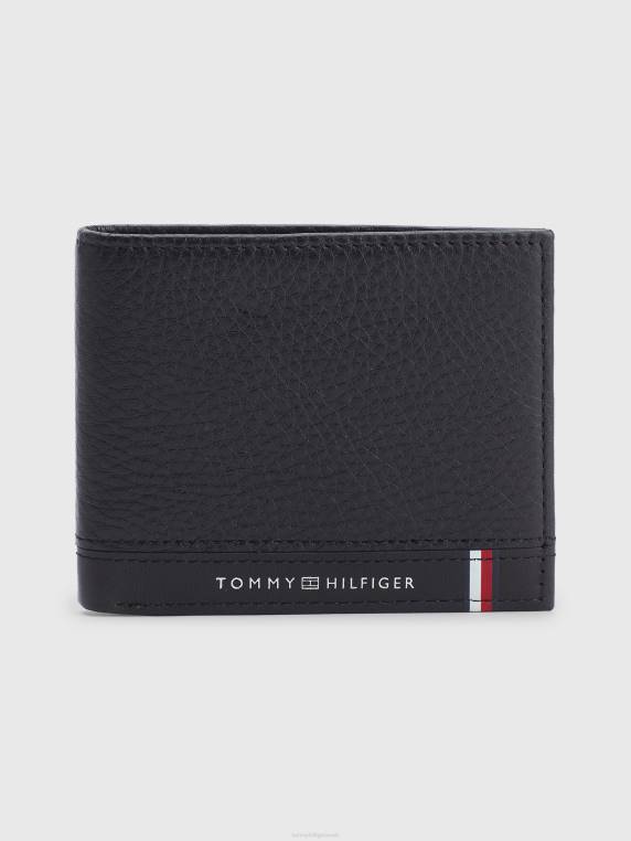 ארנק קטן מעור גרגר חלוקים NX20909 שָׁחוֹר Tommy Hilfiger