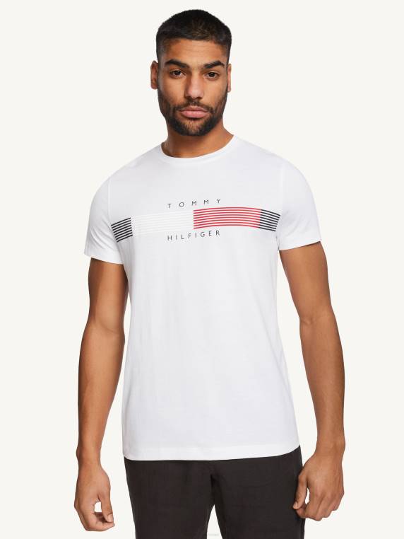 חולצה גרפית עם פס חזה NX20940 לבן Tommy Hilfiger