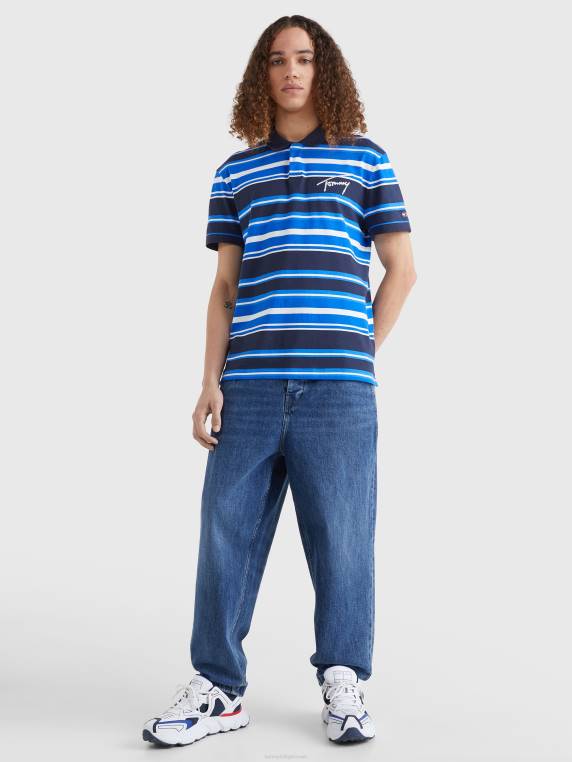 פולו ג'רסי פס לוגו חתימה NX20971 צי הדמדומים Tommy Hilfiger