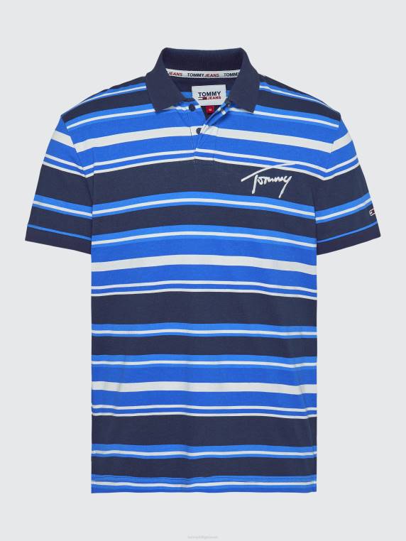 פולו ג'רסי פס לוגו חתימה NX20971 צי הדמדומים Tommy Hilfiger