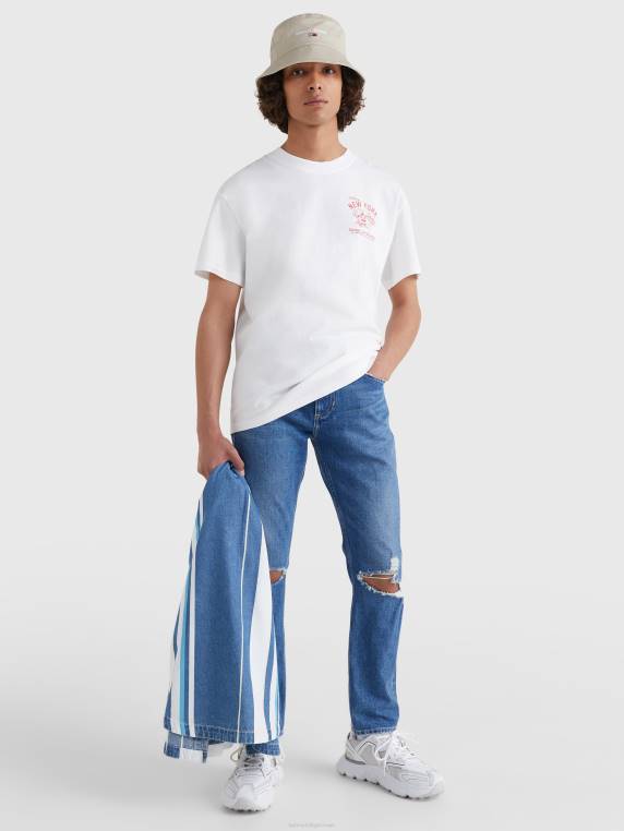 חולצת לוגו של פיצה NX20972 לבן Tommy Hilfiger