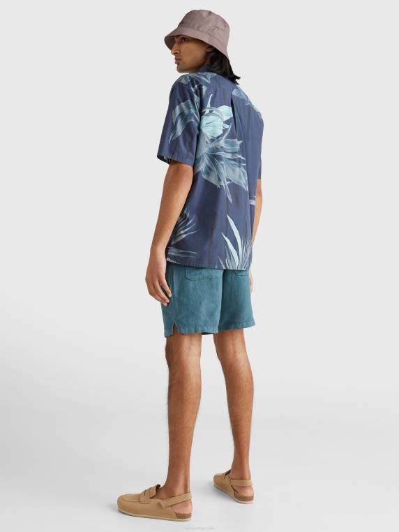 חולצה קז'ואל עם שרוולים קצרים בהדפס טרופי NX20989 שמיים מדבריים/רב Tommy Hilfiger