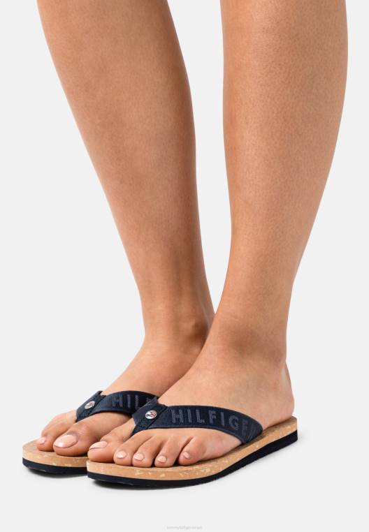 סנדלי T-Bar חוף שטוחים NX206054 שמיים מדבריים Tommy Hilfiger