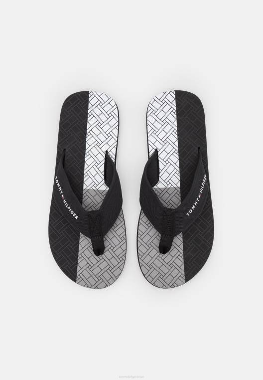 סנדלי T-Bar חוף מודפסים עם דגל NX206074 שָׁחוֹר Tommy Hilfiger