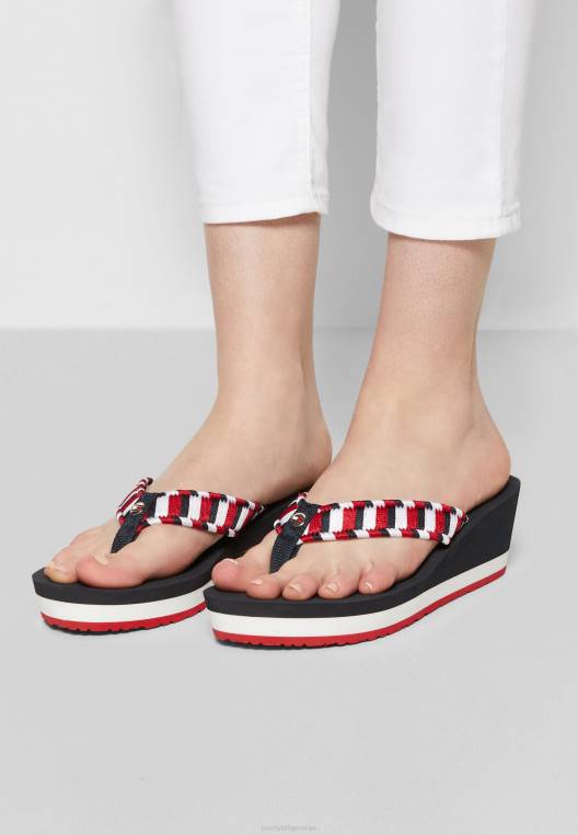 סנדלי T-Bar חוף ארוגים NX207280 שמיים מדבריים Tommy Hilfiger