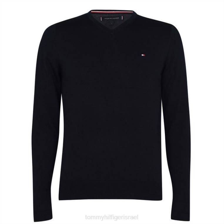 מגשר כותנה עם צווארון V NX2020039 חיל הים 403 Tommy Hilfiger