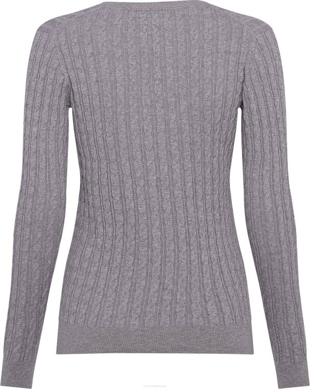 סוודר קלאסי עם צווארון V בכבלים NX202169 אברש אפור בהיר Tommy Hilfiger