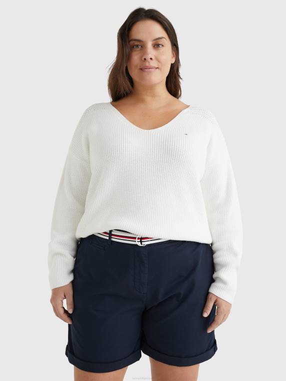 מגשר עם צווארון V בגזרה מנוגדת עקומה NX202559 אקרו Tommy Hilfiger