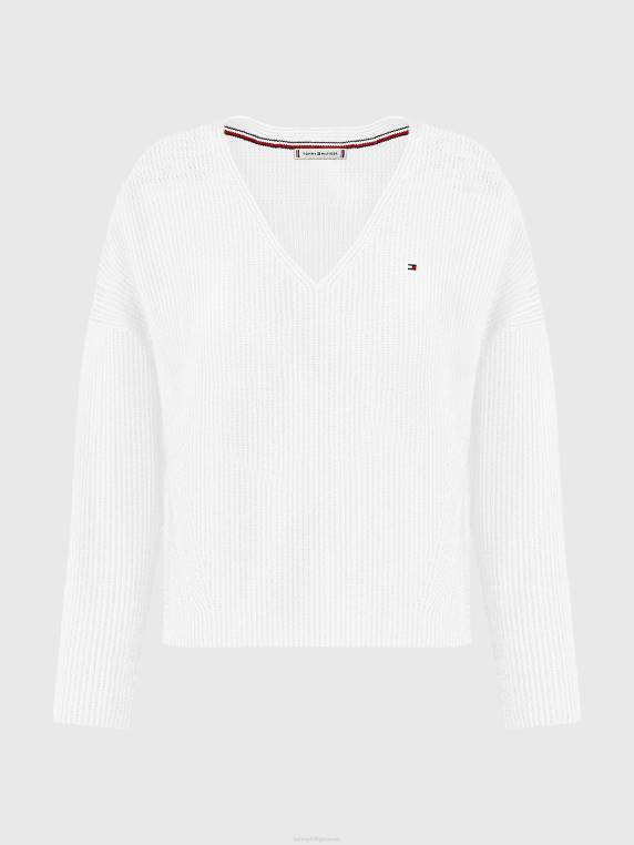 מגשר עם צווארון V בגזרה מנוגדת עקומה NX202559 אקרו Tommy Hilfiger