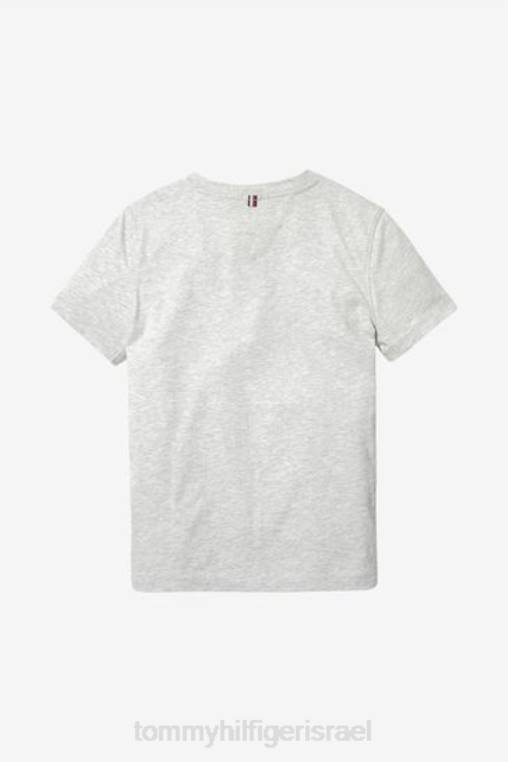 חולצת טריקו בסיסית לבנים עם צווארון V NX203265 אפור Tommy Hilfiger