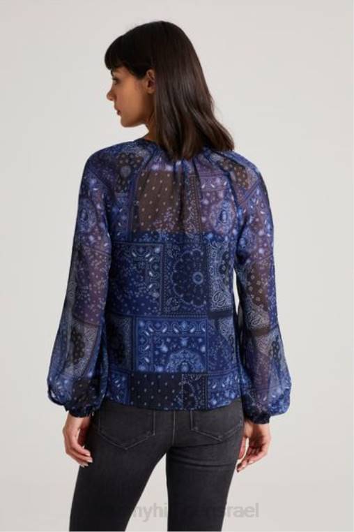 חולצת פייזלי עם צווארון V NX203348 כְּחוֹל Tommy Hilfiger