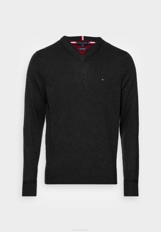 מגשר צוואר V של פימה NX206084 אברש אפור כהה Tommy Hilfiger