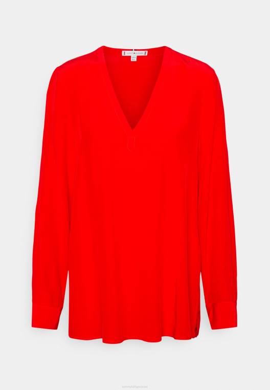 חולצה מוצקה עם צווארון V NX207215 זיקוקין Tommy Hilfiger