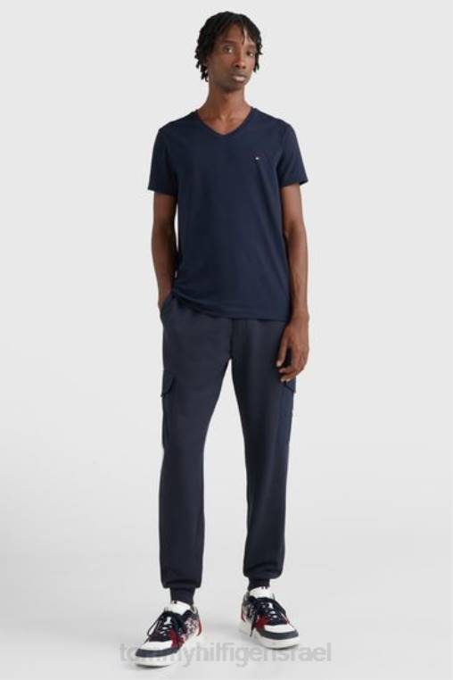 חולצת טי עם צווארון V בגזרת V NX203109 כְּחוֹל Tommy Hilfiger