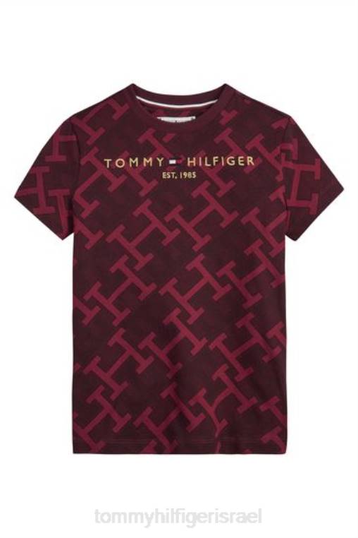 חולצת טריקו מונוגרמה aop ב NX203703 אָדוֹם Tommy Hilfiger