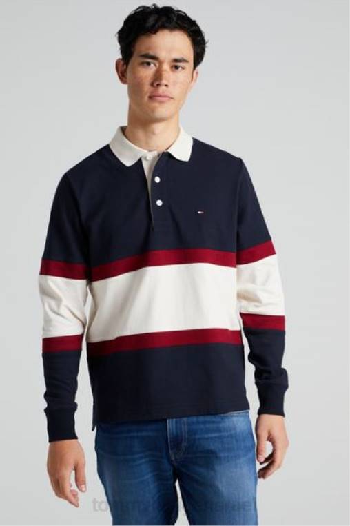 חולצת רוגבי blockstripe NX203533 כְּחוֹל Tommy Hilfiger