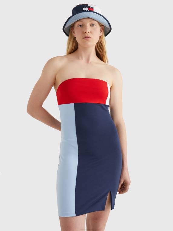 שמלת bodycon חסומה בצבע NX202045 דמדומים צי/מולטי Tommy Hilfiger