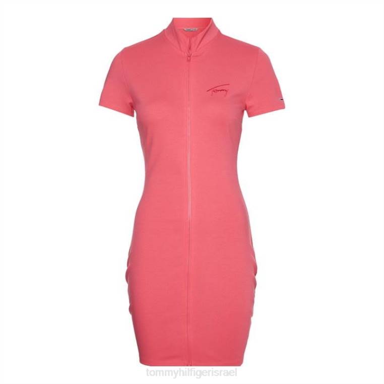 שמלת bodycon חתימה NX2020992 ורוד thw Tommy Hilfiger