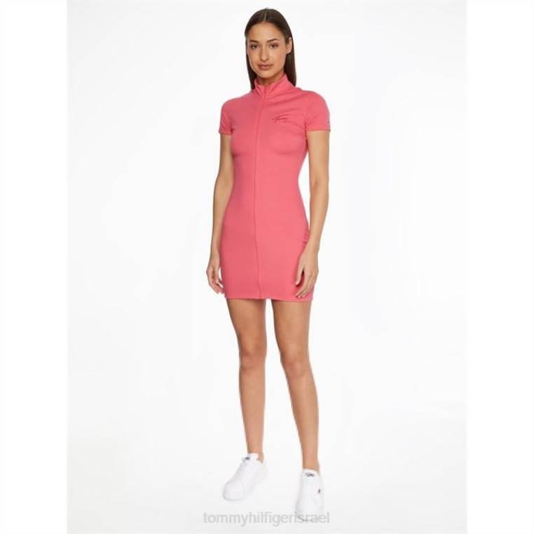 שמלת bodycon חתימה NX2020992 ורוד thw Tommy Hilfiger
