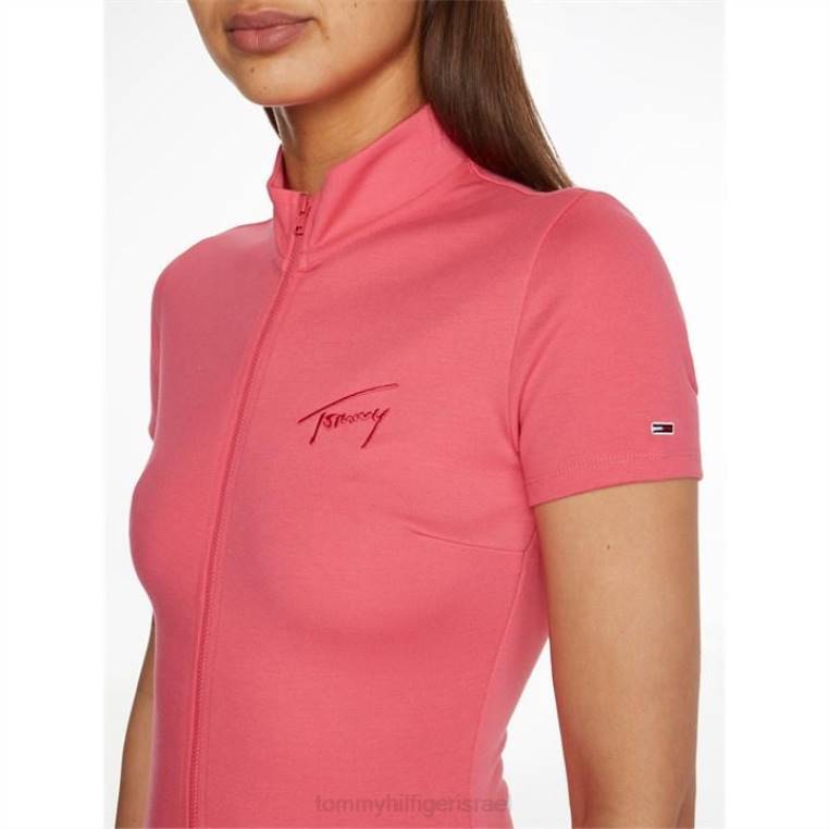 שמלת bodycon חתימה NX2020992 ורוד thw Tommy Hilfiger