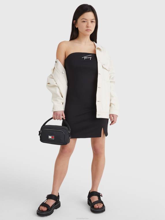 שמלת bodycon רקמת חתימה NX202099 שָׁחוֹר Tommy Hilfiger