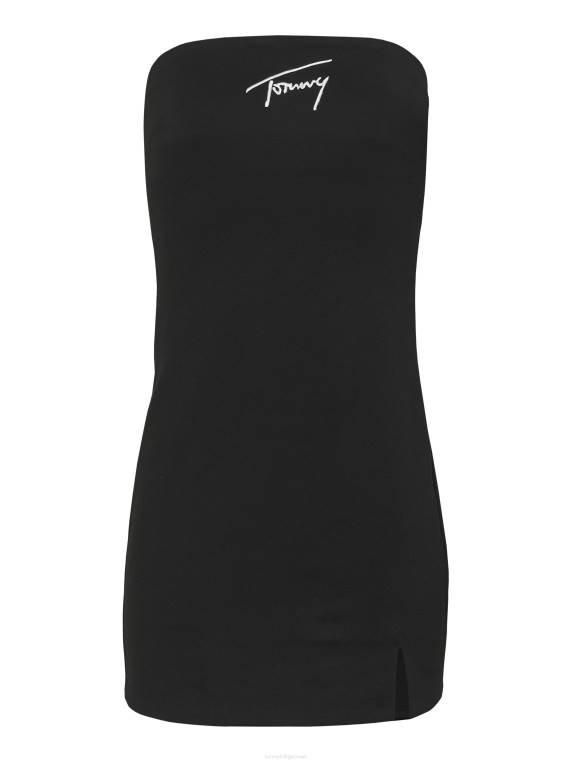 שמלת bodycon רקמת חתימה NX202099 שָׁחוֹר Tommy Hilfiger