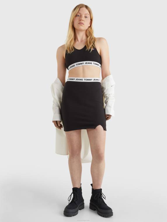 חצאית מיני bodycon בחגורת לוגו NX202469 שָׁחוֹר Tommy Hilfiger