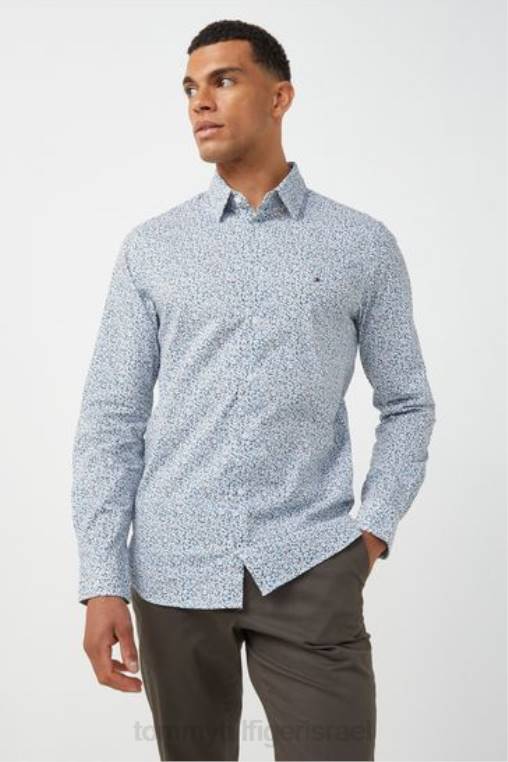 חולצת מיני camo slim fit NX203484 לבן Tommy Hilfiger