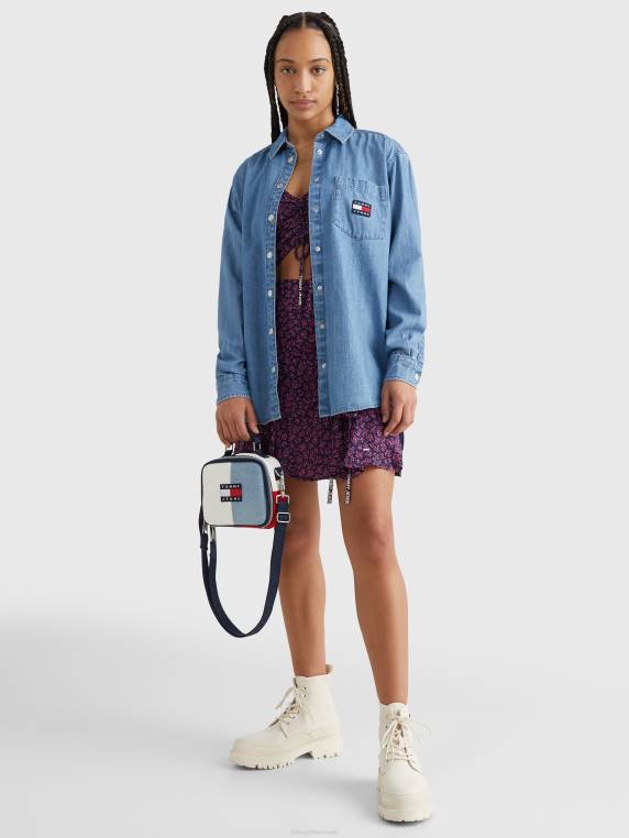 חולצת החבר בתג chambray NX202386 מדיום ג'ינס Tommy Hilfiger