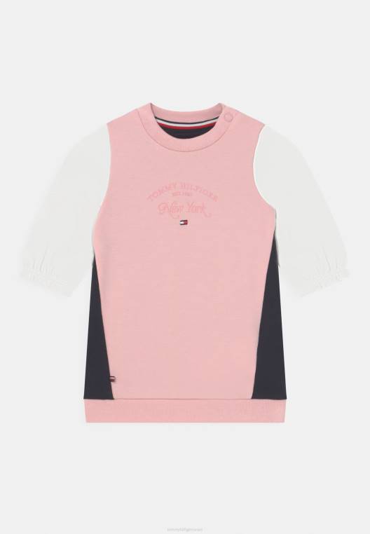 שמלת תינוק colorblock שמלת ג'רסי בגוון ורוד NX206263 גוון ורוד Tommy Hilfiger
