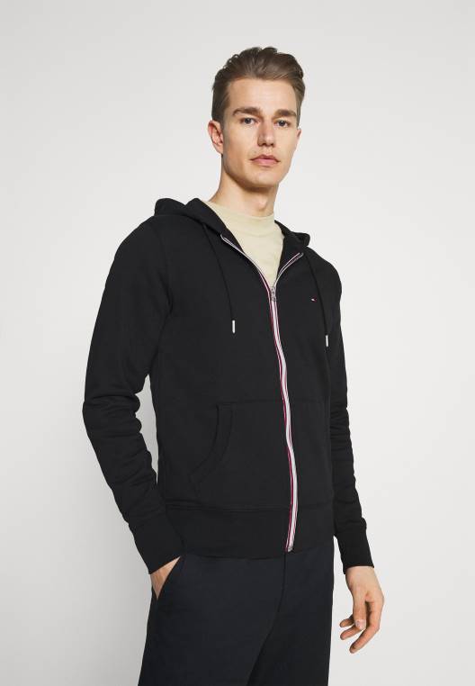 סווטשירט עם רוכסן קפוצ'ון core c zip NX207367 שָׁחוֹר Tommy Hilfiger