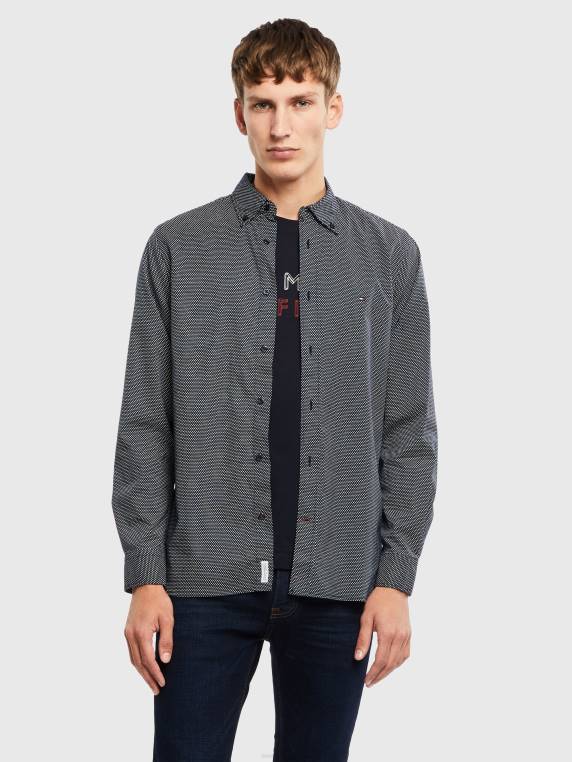 חולצה בהדפס גיאוגרפי core flex NX201232 קרבון נייבי/לבן Tommy Hilfiger