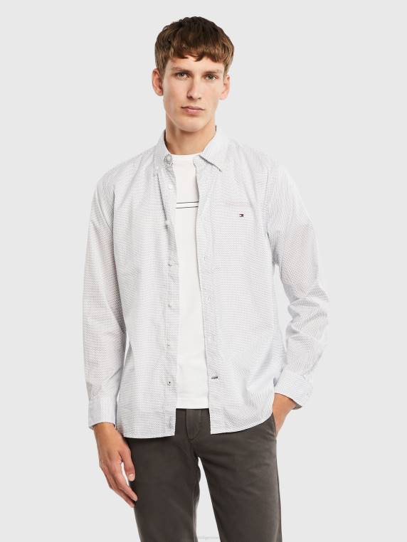 חולצה בהדפס גיאוגרפי core flex NX201233 צי לבן/קרבון Tommy Hilfiger