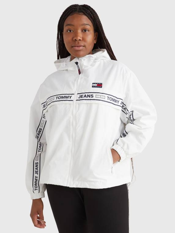 מעיל רוח עם לוגו curve של שיקגו NX202028 לבן Tommy Hilfiger