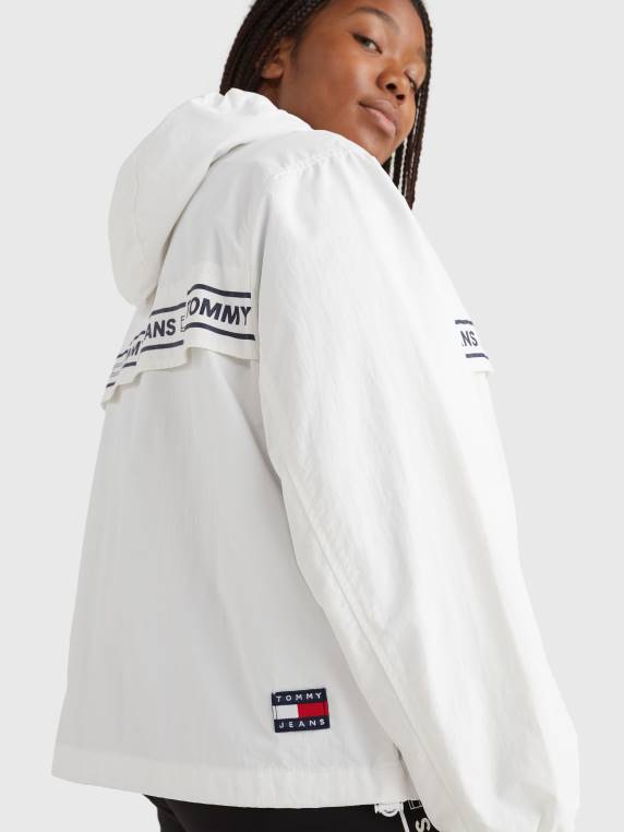 מעיל רוח עם לוגו curve של שיקגו NX202028 לבן Tommy Hilfiger