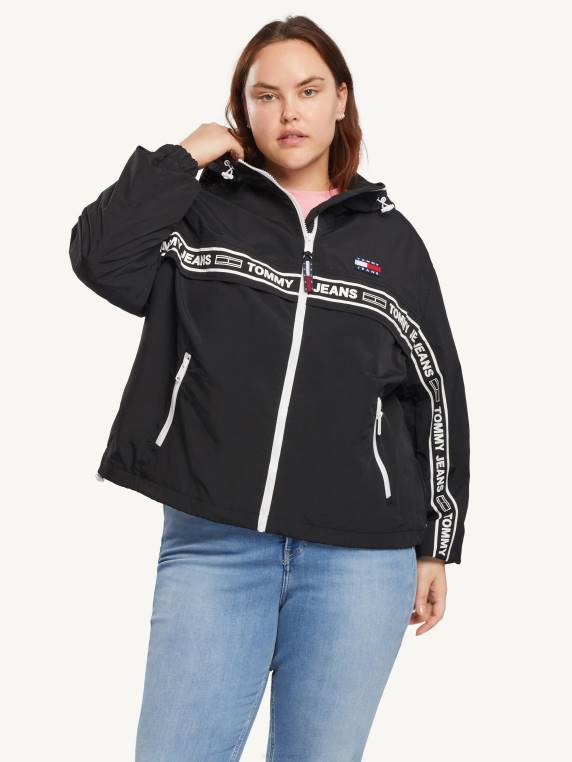 מעיל רוח עם לוגו curve של שיקגו NX202029 שָׁחוֹר Tommy Hilfiger