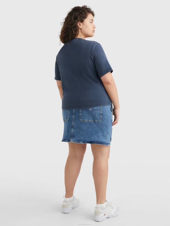 חולצת טריקו עם לוגו סופר קצוץ קולג' curve NX202785 צי הדמדומים Tommy Hilfiger