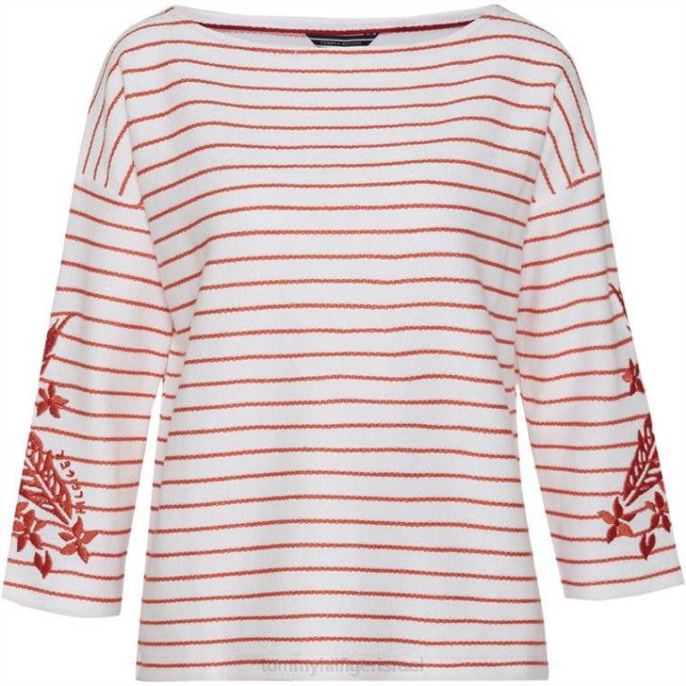 סווטשירט עם צווארון סירת dadiva NX2020734 לבן & חיל הים Tommy Hilfiger