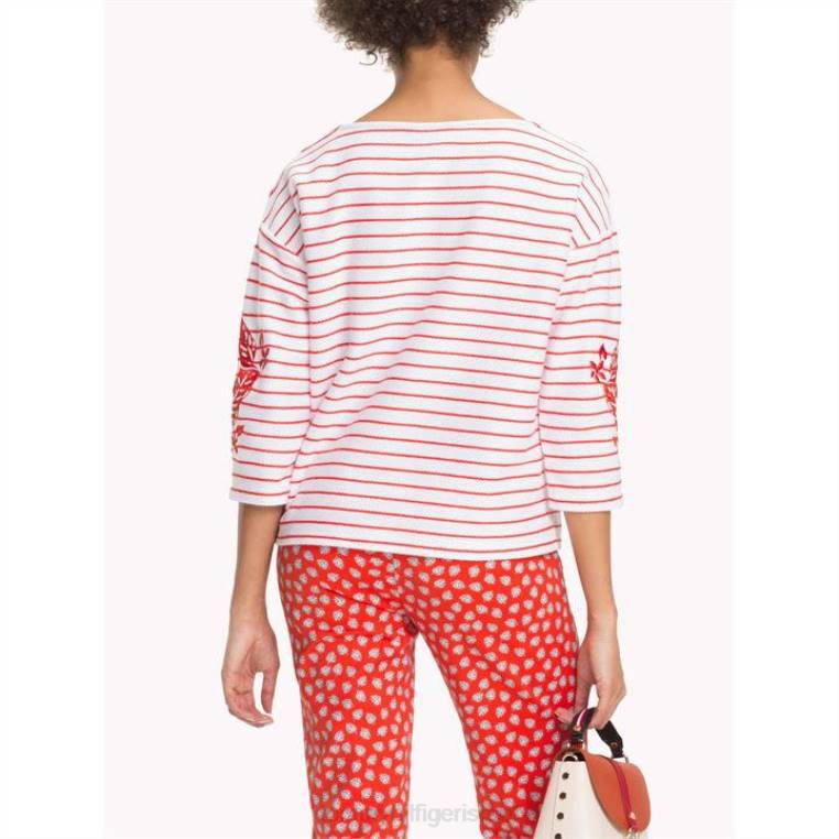 סווטשירט עם צווארון סירת dadiva NX2020734 לבן & חיל הים Tommy Hilfiger