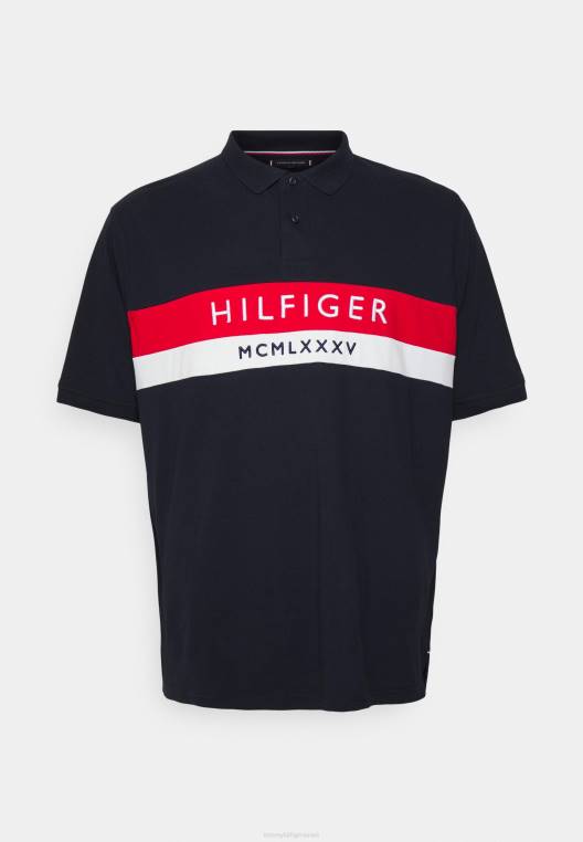 חולצת פולו לוגו embro NX206033 שמיים מדבריים Tommy Hilfiger