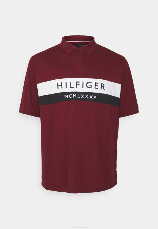חולצת פולו לוגו embro NX206362 אודם עמוק Tommy Hilfiger