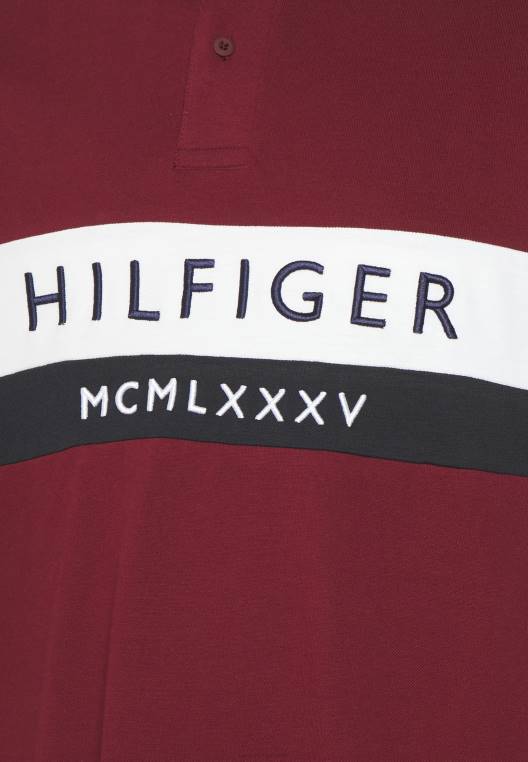 חולצת פולו לוגו embro NX206362 אודם עמוק Tommy Hilfiger